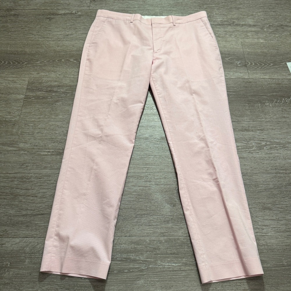Express Pants Mens 34x30 Pink Striped Cotton Seersucker Extra Slim Dress 36x29
